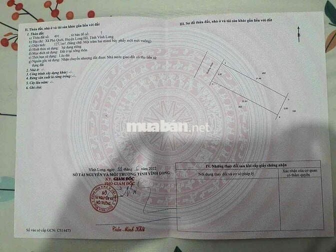 BÁN ĐẤT THỔ CƯ GẦN ĐH CỬU LONG