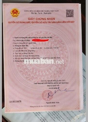 Bán 78m2 đất Phường Đào Viên Bắc Ninh