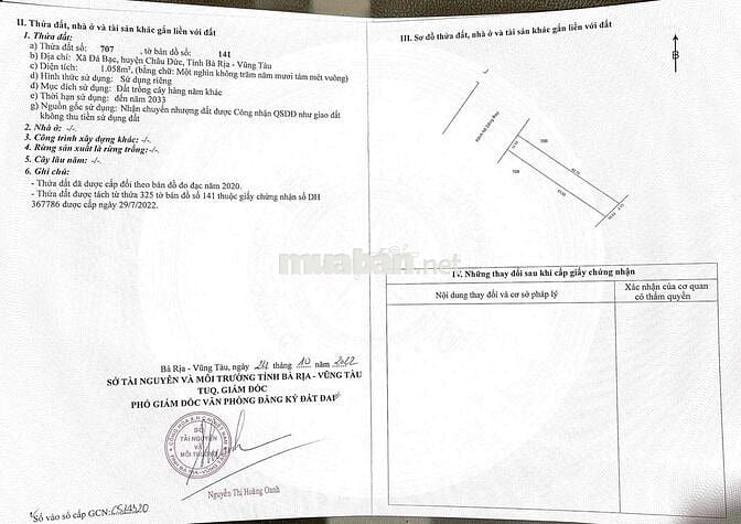 bán đất tại xã Đá Bạc sau lưng khu công nghiệp Đá Bạc,