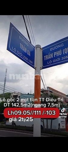 XÃ LỖ đất 2 mặt tiền VIP 143m2 (2tỷxx) nhà hàng HOÀNG LONG DIÊU TRÌ