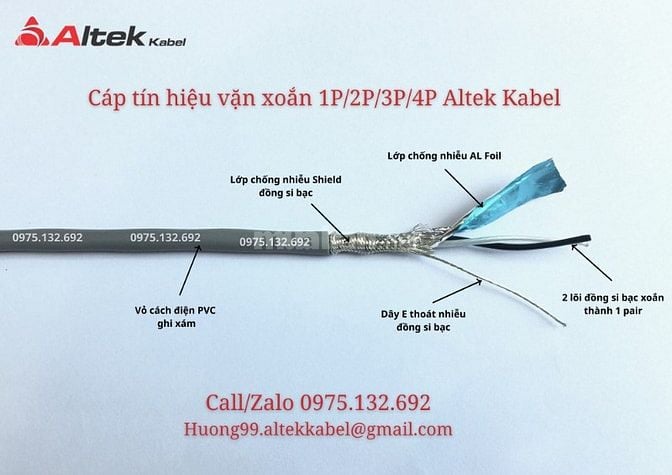 Cáp tín hiệu vặn xoắn Altek Kabel 1 pair/2 pair/3 pair/4 pair 