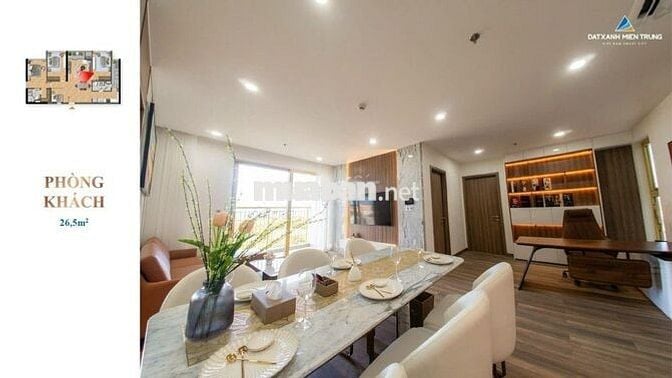 Bán căn hộ 1 ngủ + diện tích lớn view biển, hướng Đông Nam mát mẻ