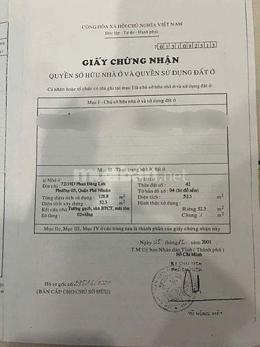 Bán nhà 72/19D Phan Đăng Lưu - Sổ Hồng - Giá F0 - DTSD: 128.8m2