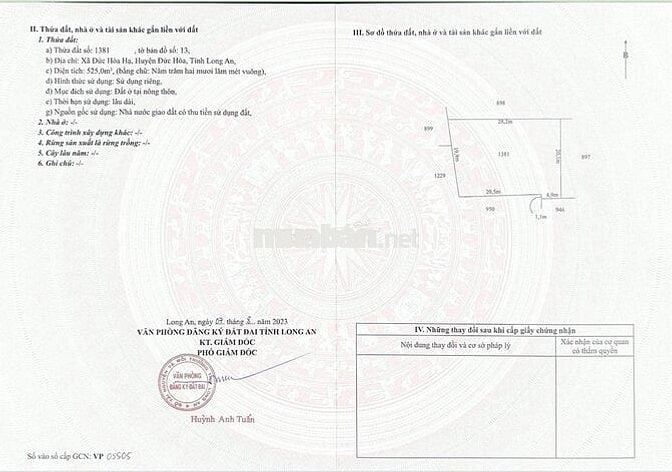 1000m2 đất thổ cư Đức Hoà Hạ Long An