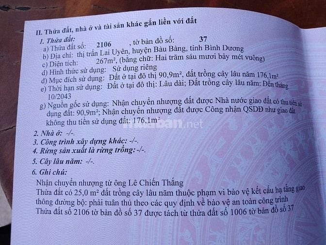 Cần tiền bán gấp đất xã bàu bàng, TP hcm