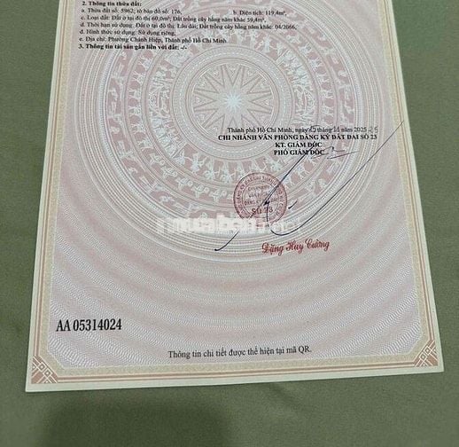 Đất Tương Bình Hiệp 1/Hồ Văn Cống bê thông thông 4m có cống đèn đương