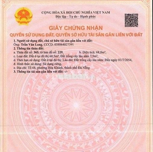 Cần bán lô đất kiệt sau lưng nhà mặt tiền Nguyễn Như Hạnh