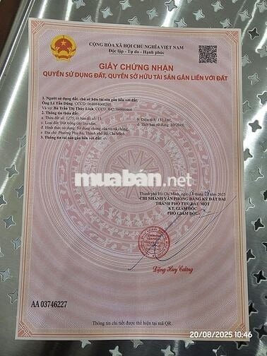 Gia đình bán lô đất giá rẻ- bề ngang 10 mét, tổng 132m2  tại xã Phú An