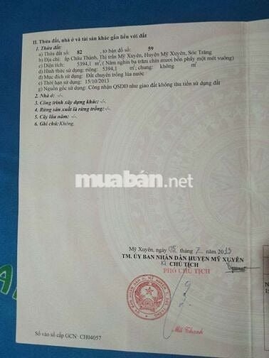 BÁN ĐẤT TRUNG TÂM PHƯỜNG MỸ XUYÊN