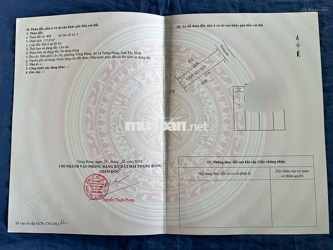 Chính chủ LÔ CẶP CẠNH CHỢ TRẢNG BÀNG 10x23 ODT, Đ Nguyễn Du SHR, 860tr