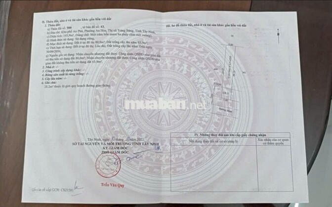 Cần bán lô 144m2 đất ở đô thị giá 600tr gần trung tâm Trảng Bàng. SHR