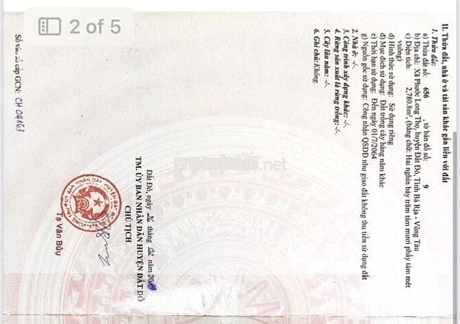 Đất vườn 2,6 ha tại xã Đất Đỏ, TP HCM