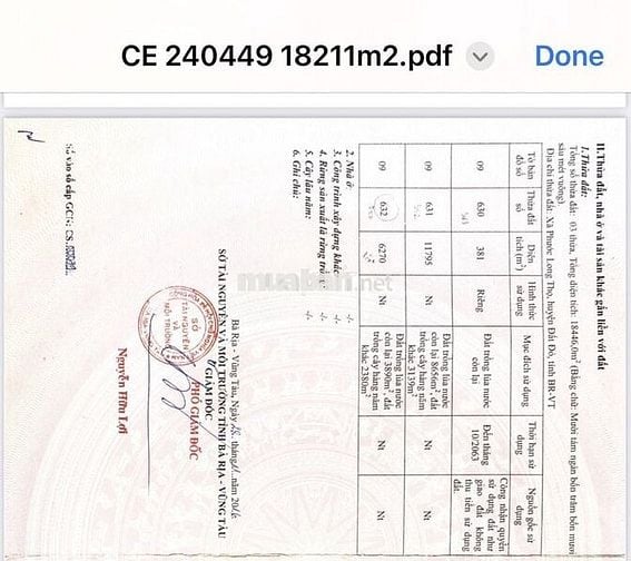 Đất vườn 2,6 ha tại xã Đất Đỏ, TP HCM