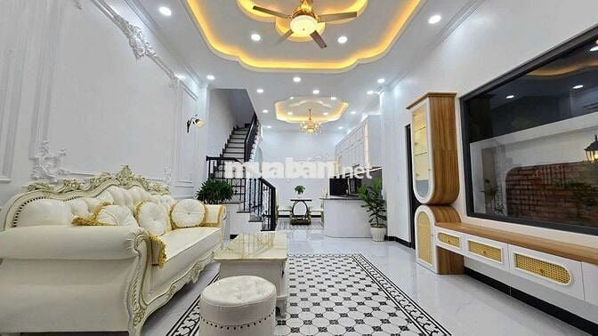 Bán căn nhà lầu Tân Cổ Điển. Có khu vườn + chồi xanh chill chill.