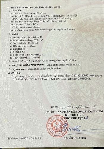 BÁN nhà tại 71 Hàng Lược. Trung tâm phố cổ Quận Hoàn Kiếm, DT 53 m2