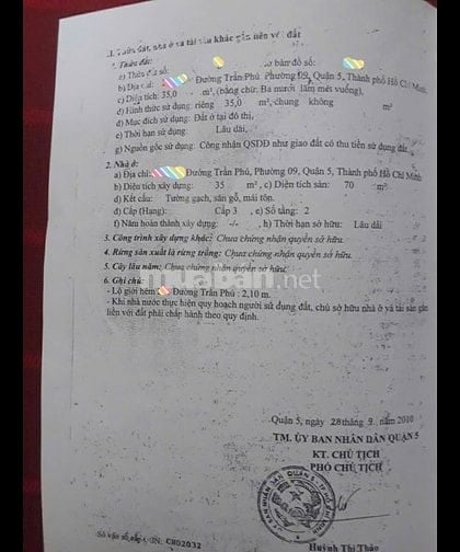 Bán nhà bao đầu tư giá rẻ chỉ 4,3 tỷ Trần Phú Q5 dt 4x13m hẻm rộng.