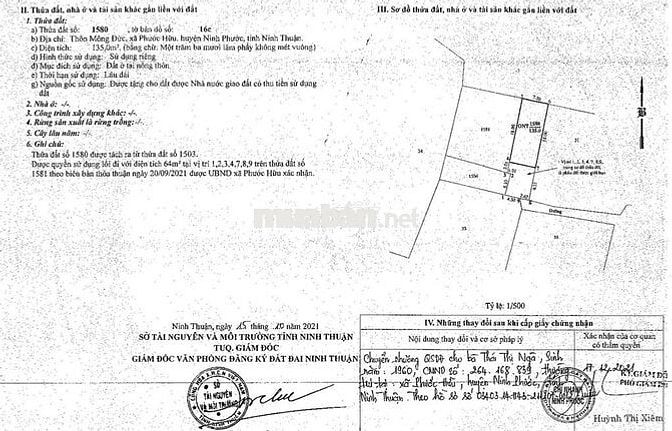 BÁN NHÀ 135m2 FULL THỔ, 7.5x18m, GẦN ỦY BAN XÃ PHƯỚC HỮU, NINH THUẬN