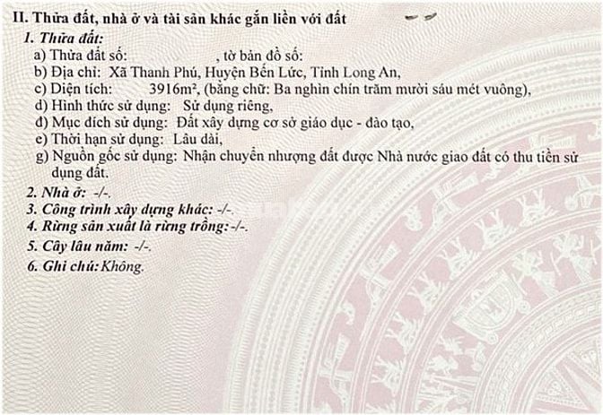 3916m2 đất giáo dục 4 mặt tiền KDC đường số 8, trung tâm Bến Lức