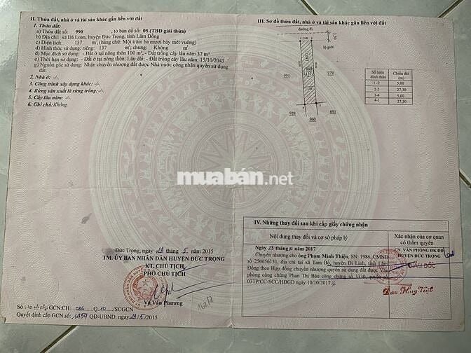 Đất sổ đỏ 137m2, Đà Lâm, Đà Loan, Đức Trọng, Lâm Đồng