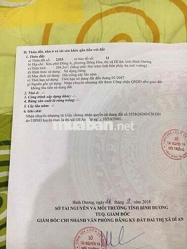 LÔ ĐẤT 400m2 sổ Hồng Riêng Phường Đông Hoà TPHCM