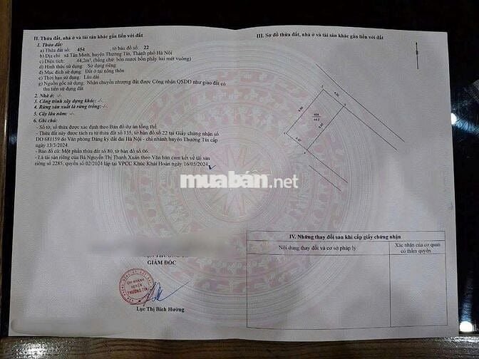 Bán đất Tân minh Thường tín,Cạnh Sân bóng Vin Olymia 500m.