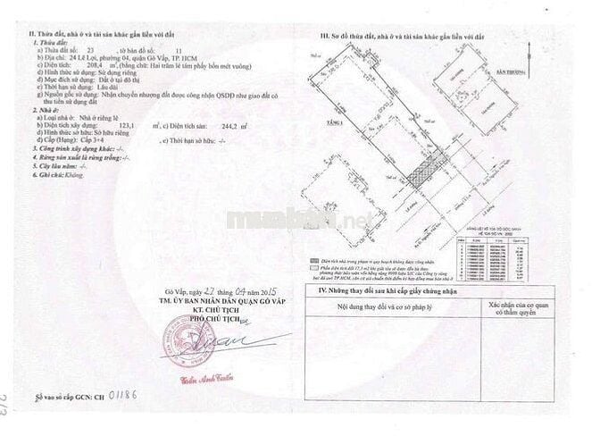 Bán nhà Mặt Tiền 24 Lê Lợi P4 Gv, nhà đang có hđ thuê 65tr/tháng