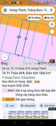 Chính chủ bán đất thổ cư.mặt tiền đường nhựa