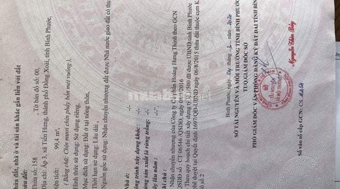 Bán lô góc 2MT khu dân cư dụ án phường Bình Phước, Dồng Nai 