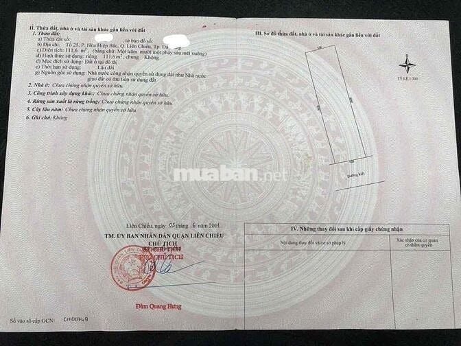 Bán đất kiệt Nguyễn Phước Chu, sau lưng UBND Phường Hải Vân