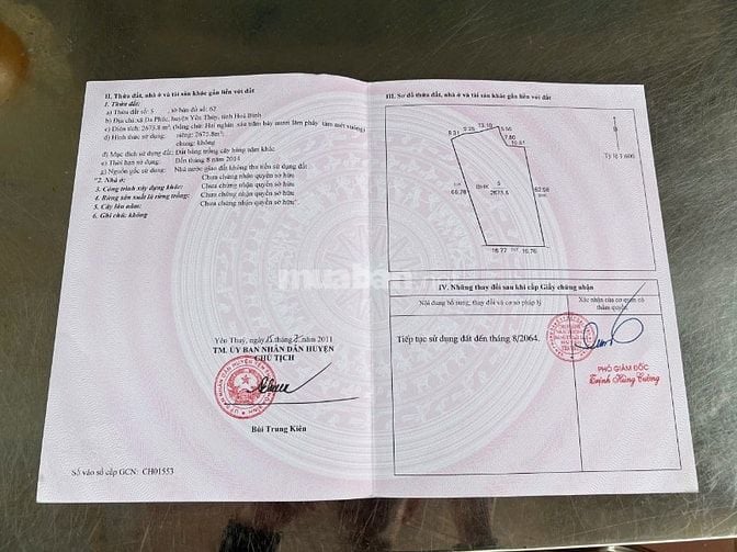 cần bán lô đất trồng cây hàng năm tổng dt 2675,8m2 giá bán 386tr 