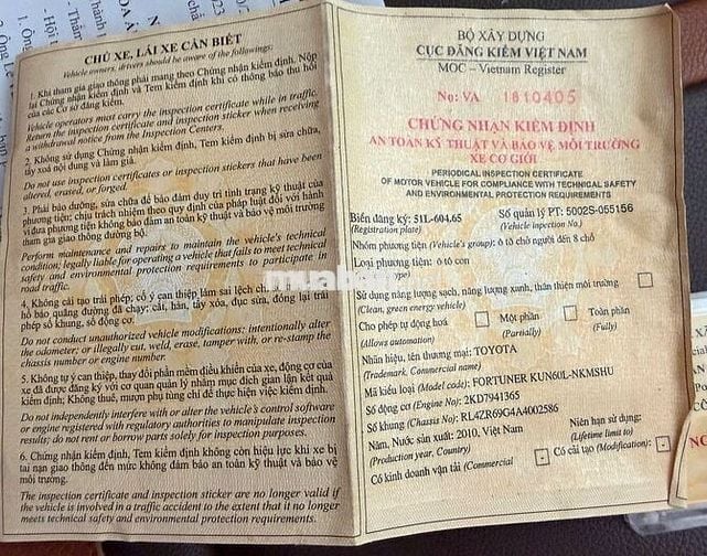 Toyota Fortuner 2010 2.5G - 245000 km