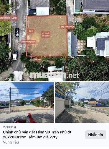 Siêu phẩm đất biệt thự 3 mặt tiền View núi + biển Trần Phú, Vũng Tàu