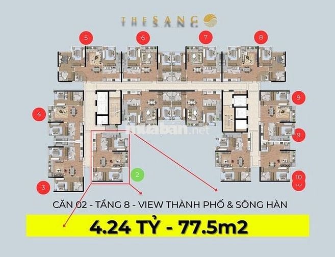 CĂN HỘ 2PN 77.5m2  - VIEW SƠN TRÀ - BÀN GIAO TẾT 2026 - FULL NỘI THẤT