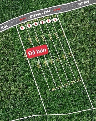 Mặt tiền DH740 QH32m , kết nối tỉnh lộ 744 về KDL Núi Cậu 