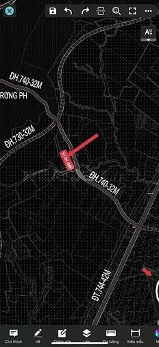 Mặt tiền DH740 QH32m , kết nối tỉnh lộ 744 về KDL Núi Cậu 