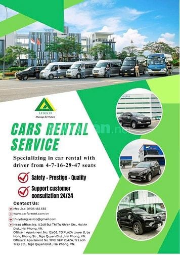 Cho thuê xe ô tô có lái tại Tp Hải Phòng và các tỉnh lân cận