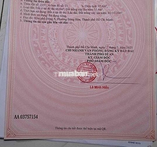 Đất sổ hồng riêng phường Đông Hoà TPHCM từ Huỳnh Tấn Phát thông Ng Huu