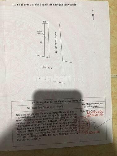 Lô góc đường Nguyễn Văn Tiếp giao với Quốc Lộ 1A , Bến Lức, Long An