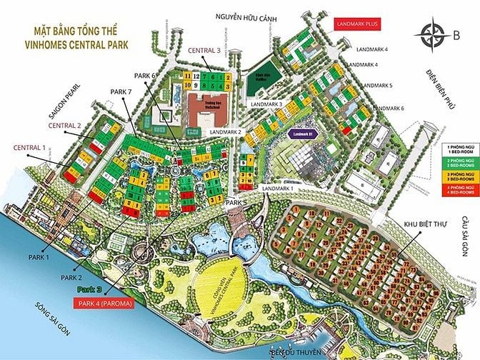 Bán Căn hộ tại Vinhomes Central Park tầng cao Landmark 4 gồm 1PN 47m2