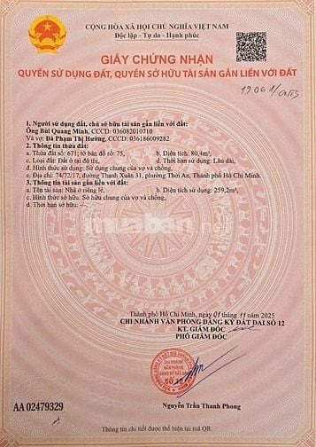 Còn 1 căn 5x17m 1tr 3 lầu Gía cực Tốt Thạnh Xuân 25,Q 12,Ngay Phường.