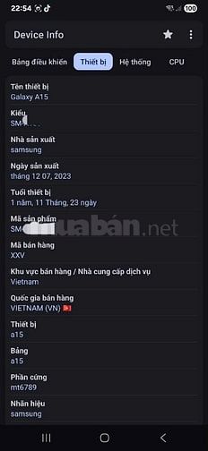 Bán samsung a15 8/256gb dư dùng