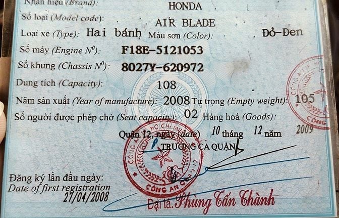 XE MÁY HONDA AIR BLADE CŨ BÁN GẤP 