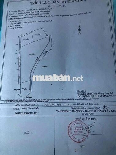 9 mẫu rưỡi hòa thanh Châu Thành, mặt tiền 590 mét ,