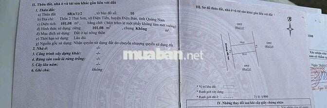 Cần bán lô đất thổ cư đẹp tại Thôn 2 Thái Sơn, Điện Bàn – Quảng Nam