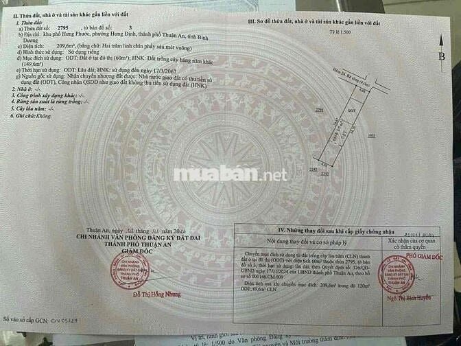 Đất Hưng Định Thuận An Nhà Thờ Búng.đường 4m xây trọ 6x34,5 thổ 120m