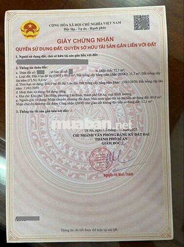 Đất ngay đường Trương Văn Vĩnh phường Tân Bình Tp Dĩ An