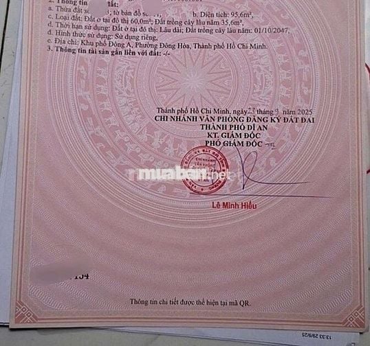 Đất gần chợ Đông Hòa phường Đông Hòa Tp Dĩ An