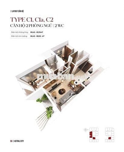 CẦN BÁN GẤP 1 CĂN HỘ LA PURA 2PN,2WC, 66m2!