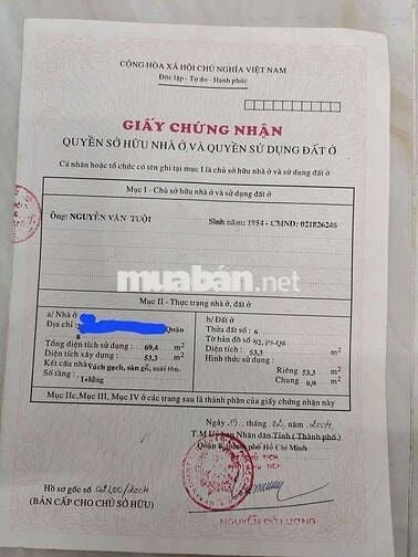 Bán nhà 1 trệt 1 lầu 2 phòng ngủ 2 wc ngay chợ trường học