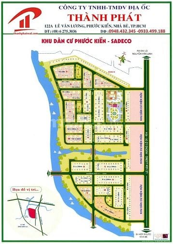 Bán đất sổ đỏ KDC Sadeco Phước Kiển , Nhà Bè , DT: 5x20 . Giá : 9,5 tỷ